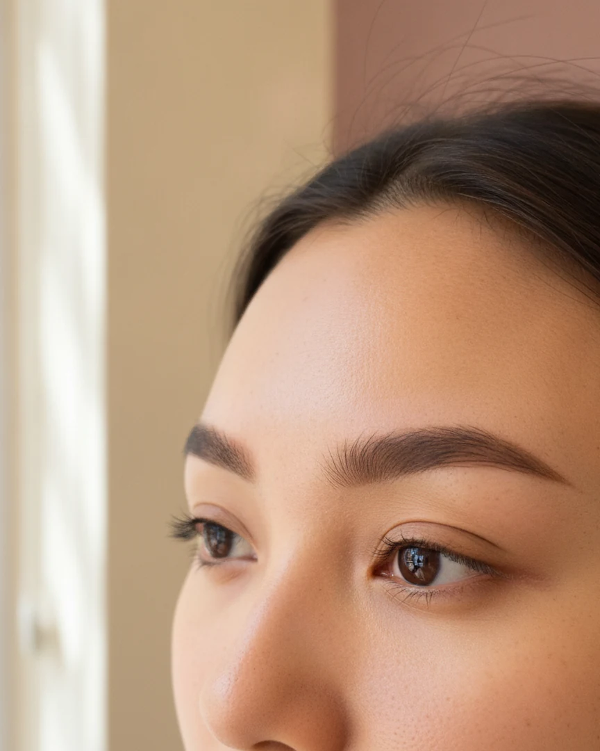 Close-up of a Singapore client's brow after fresh ombre powder eyebrow at yeux by qun